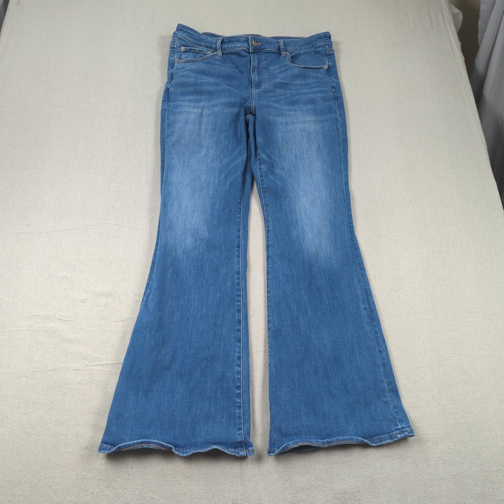 American Eagle Jeans Womens 14 Blue Low Rise Flare Stretch Hippie Boho